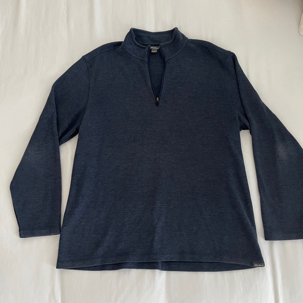 Eddie Bauer Mens XL Navy Blue 1/4 Zip Pullover